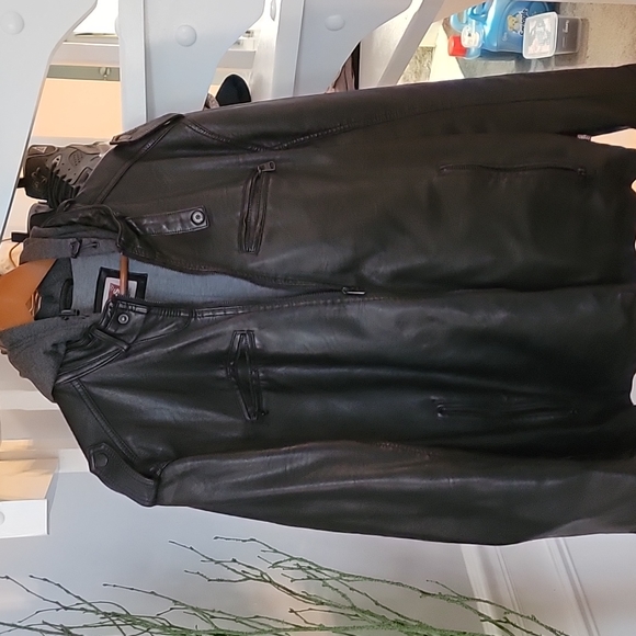 Levi's leather hooded jacket